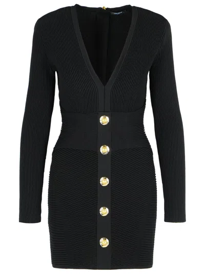 BALMAIN BALMAIN SHORT DRESS IN BLACK VISCOSE BLEND WOMEN
