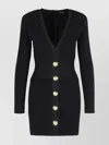 Balmain Short Dress In Black Viscose Blend In Black