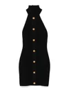 Balmain Black Dress With Pointed Collar And Logo Buttons On The Front In Wool Woman In Black