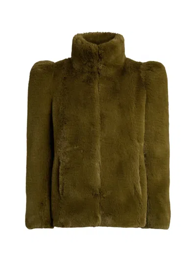 Balmain Short Faux-fur Coat In Green