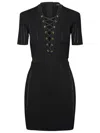 Balmain Black Laced Minidress In Nero
