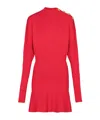 Balmain Short Flared Knit Dress In Red