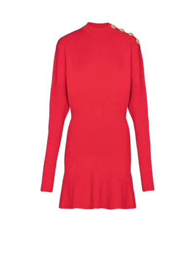 BALMAIN SHORT FLARED KNIT DRESS