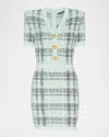 Balmain Glittered Tweed Minidress In Green