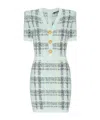 Balmain Glittered Tweed Minidress In Blue
