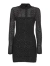 Balmain Monogram Lurex Sheath Dress With Back Zip In Black