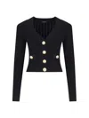Balmain Cropped Viscose Blend Cardigan With Snail Buttons In Black  