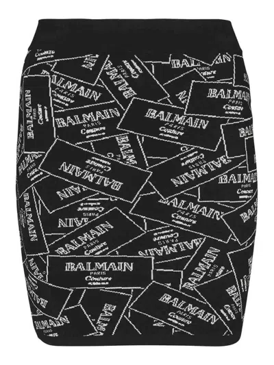 Balmain Short Knit Skirt In Black