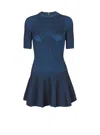 Balmain Short Knitted A-line Dress In Blue