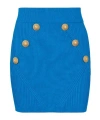 Balmain 6-button Knit Mini Pencil Skirt In Blue