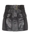 Balmain Lambskin Belted Mini Skirt