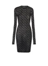 Balmain Short Monogrammed Velvet Dress In Black
