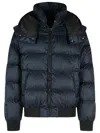 Balmain Short Nylon Jacquard Down Jacket With Black Monogram Men In Black
