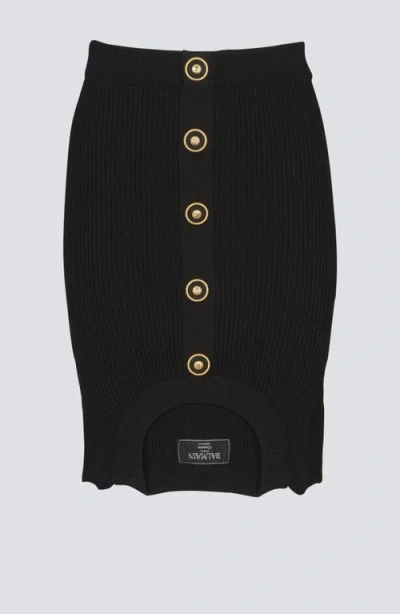Balmain Short Optical Illusion Ribbed Knit Skirt