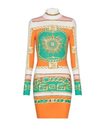 BALMAIN BALMAIN FOULARD PATTERN SHORT PRINTED BODYCON DRESS