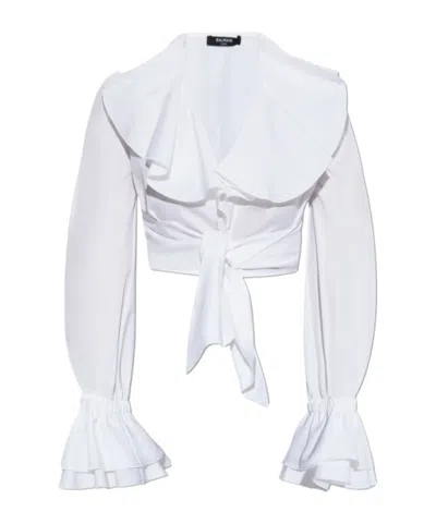 Balmain Ruffled Blouse In White