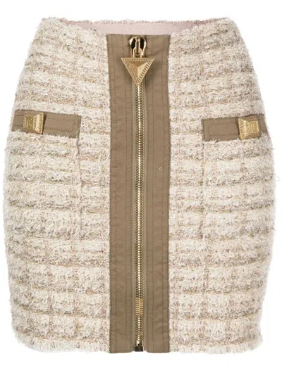 Balmain Short Skirt Clothing In Nude & Neutrals