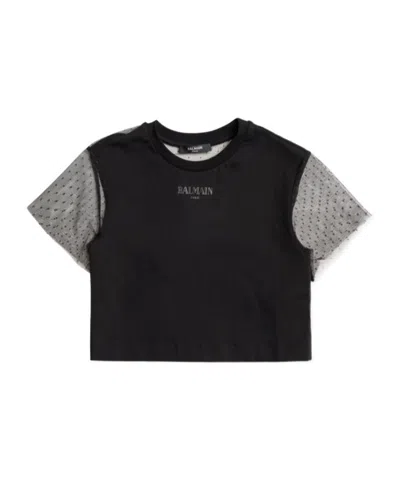 Balmain Kids' Short-sleesleeved T-shirt In Black