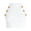 BALMAIN SHORT-SLEEVE 6 BUTTON KNIT CROPPED TOP