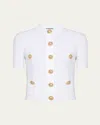 Balmain Short Sleeve Buttoned Pocket Knit Cardigan In White