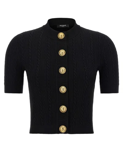 Balmain Knitted Cardigan In Black