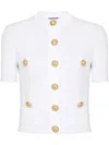 Balmain Short Sleeve Buttoned Pocket Knit Cardigan In White