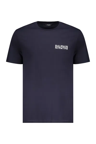 Balmain Short Sleeve Cotton T-shirt In Purple