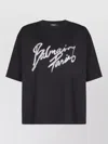 Balmain Short Sleeve Crew Neck Nylon Silk Top In Black