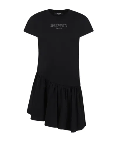 Balmain Short Sleeve Dress In Black