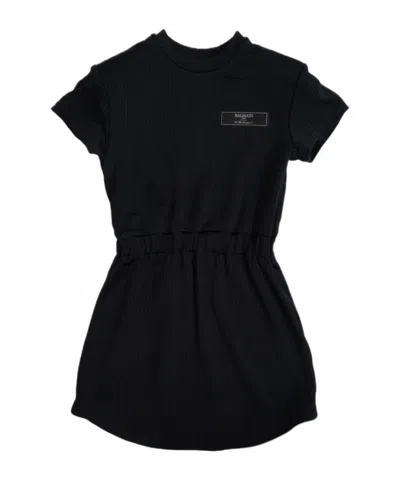 Balmain Short Sleeve Dress In Black