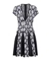 Balmain Short-sleeve Python Jacquard-knit Skater Dress In Black