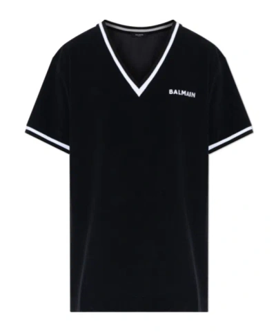 Balmain Short Sleeve Dress In Black