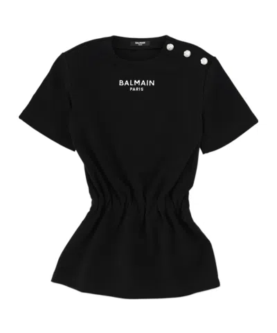 Balmain Short Sleeve Dress In Black
