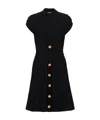 Balmain Buttoned Velvet V-neck Flared Mini Dress In Black