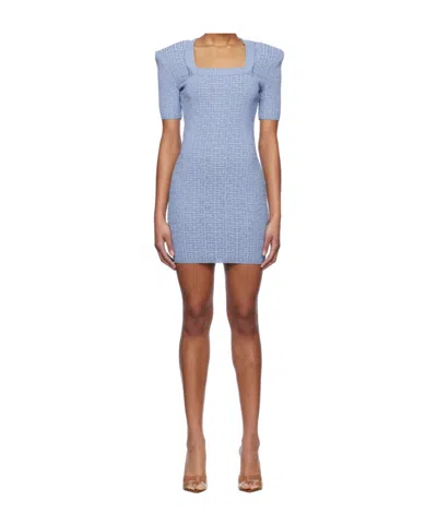 Balmain Short Sleeve Dress In Blue
