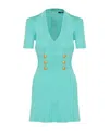 Balmain Knit Mini Dress With Button Details In Green