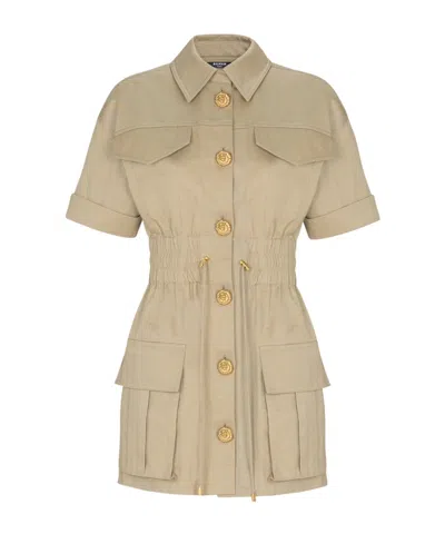 Balmain Short Sleeve Dress In Neutral