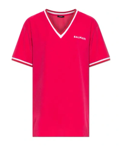 Balmain Short Sleeve Dress In Pink