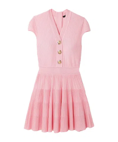 Balmain Short Sleeve Dress In Pink
