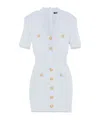 Balmain Button-detail Knitted Mini Dress In White