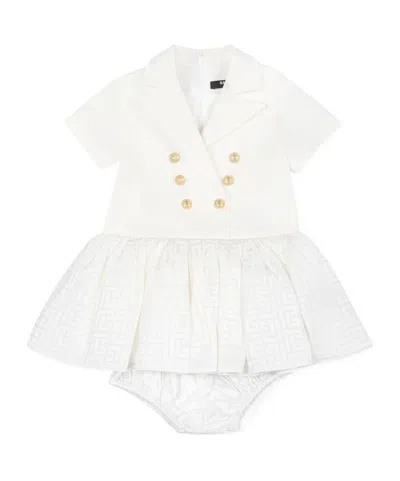 Balmain Short Sleeve Dress In White