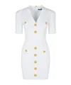Balmain Button-embellished Ribbed-knit Minidress In White