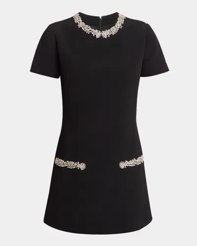 BALMAIN SHORT-SLEEVE EMBROIDERED COLLAR AND POCKET MINI DRESS