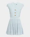 Balmain Short-sleeve Flechage Knit Flare Mini Dress In Multi