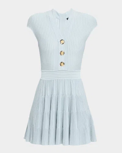 BALMAIN SHORT-SLEEVE FLECHAGE KNIT FLARE MINI DRESS