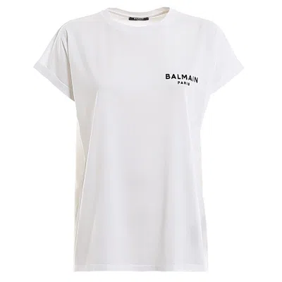 Balmain Short Sleeve Logo Print T Shirt In White