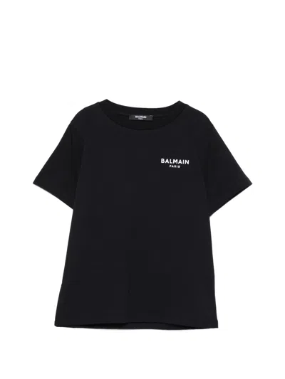 Balmain Short Sleeve Logo T-shirt For Boys In Nero