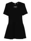 Balmain Short-sleeve Pleated Dress In Black