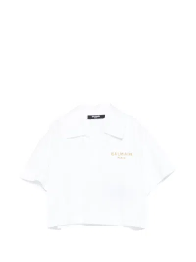 Balmain Kids' Short-sleeve Polo Top In White