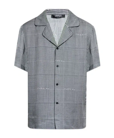 Balmain Houndstooth-pattern Shirt In Gray